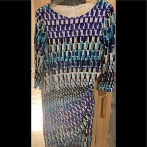 CHICO’s SIZE 1 blue & white check faux wrap dress